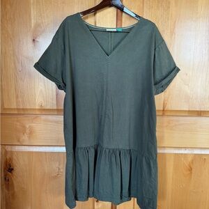 Maeve Anthropologie Drop Waist V-Neck Dress. Ruffled Bottom. Size 1X NWOT